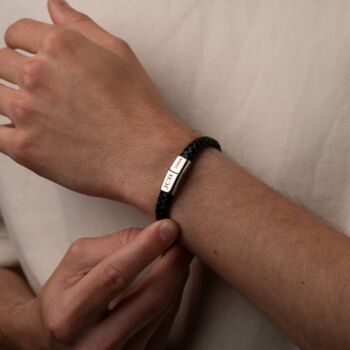 Personalised Leather Bracelet In Black Or Brown, 4 of 10