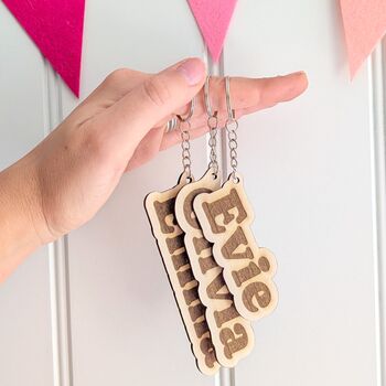 Personalised Wooden Name Keyring, 2 of 5