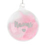 Personalised Pink Or Blue Feather Glass Bauble – Christmas Tree Decorations, thumbnail 8 of 10