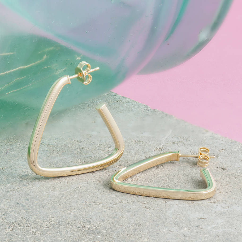 Triangle Hoop Earrings In Silver And Gold By Loel & Co