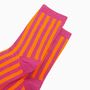 Women's Glitter Socks Hot Pink Orange Stripes, thumbnail 2 of 4