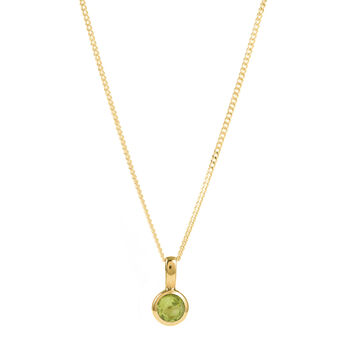 August Birthstone Peridot Gold Vermeil Charm Necklace, 4 of 9