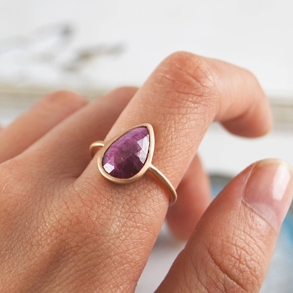 Sterling Silver Rose Gold Ruby Ring By Embers | notonthehighstreet.com