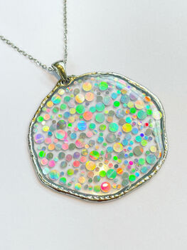 Large Disco Necklace With Silver Sparkles, 5 of 8