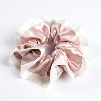 Two Color Stitching Mulberry Silk Large Hair Scrunchie, 4 of 7