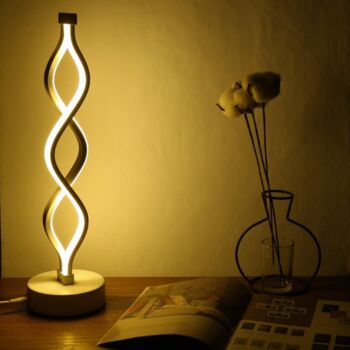White Twist Wave LED Table Lamp, 6 of 9