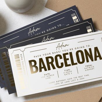 Personalised Gold Foil Barcelona Voucher, 2 of 9