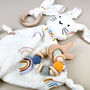 Rainbow Bunny Muslin New Baby Gift Set In Keepsake Box, thumbnail 6 of 8