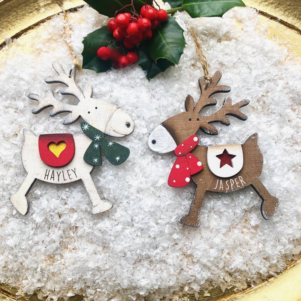 Personalised Wooden Reindeer Decorations, 1 of 3