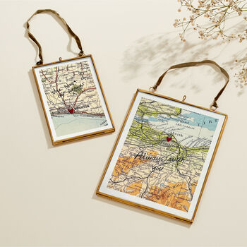 Personalised Vintage Map Picture With Handwriting And Stitched Heart, 2 of 4