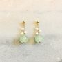 Wire Wrapped Jade Green And Pearl Drop Earrings, thumbnail 1 of 2