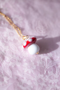 Woodland Toadstool Necklace Handmade Lampwork Charm, 2 of 5