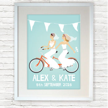 Personalised Wedding Gift Bride And Bride Print, 2 of 3