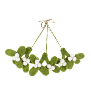 Mini Mistletoe Sprig Set Of Three Hanging Decorations, 2 of 3