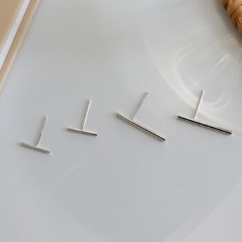 Sterling Silver Bar Stud Earrings, Two Sizes, 4 of 5