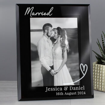 Personalised Heart Black Glass Frame 7x5, 6 of 6