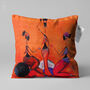 Orange Cushion Cover With Ethnic Trio African Women, thumbnail 1 of 7