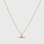 Havana Gold Plated And Pink Enamel T Bar Necklace, thumbnail 2 of 4