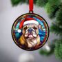 Bulldog In Santa Hat Suncatcher Decoration, thumbnail 2 of 6