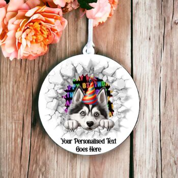 Personalised Husky Birthday Break Through Dog, 6 of 8