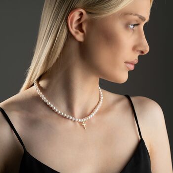 Pearl Necklace With Cross Charm, 2 of 7