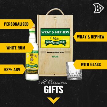 Personalised Wray And Nephew Rum Gift Set With Glass, 2 of 4