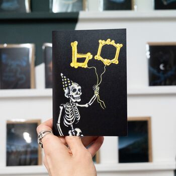 60th Balloon Skeleton Gothic Birthday Card, 4 of 6