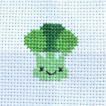 Kawaii Broccoli Mini Cross Stitch Kit, 3 of 8