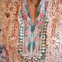 Watercolour Floral Viscose Kaftan With Heavy Cream Fishbone Embroidery, thumbnail 4 of 7