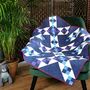 Handmade Patchwork Lap Quilt/Throw, Blues And Purples, thumbnail 8 of 11