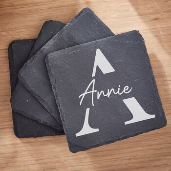 Set Of Four Personalised Slate Coasters, 3 of 4