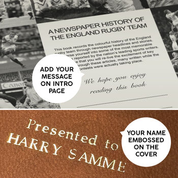 English Rugby Team Personalised Gift Newspaper Book, 7 of 12