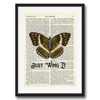 Just Wing It Typography Butterfly Wall Art Print, 3 of 4