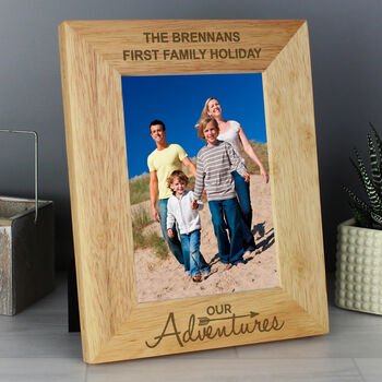 Personalised Our Adventures Wooden Photo Frame, 2 of 4