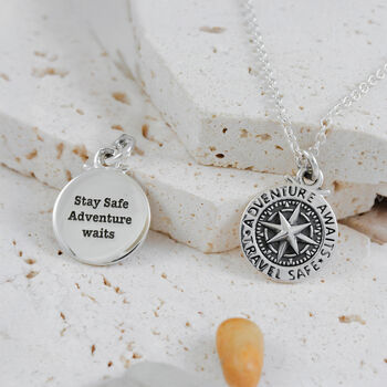 Travel Safe Compass St Christopher Silver Necklace, 10 of 12