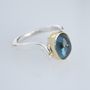 Blue Topaz Statement Ring, Silver And 18ct Gold, thumbnail 7 of 8