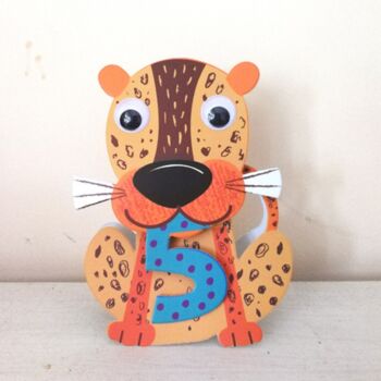 5th Birthday 3D Card Cheetah Wobbly Eyes, 2 of 3