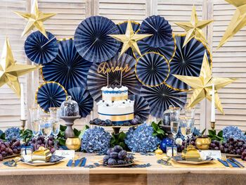 Navy Blue Party Fan Decoration Set X Three, 4 of 4