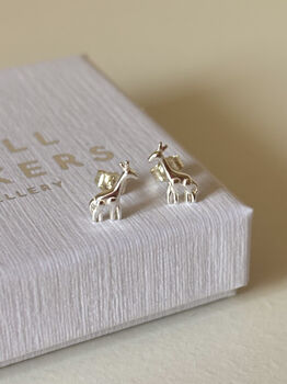 Sterling Silver Giraffe Stud Earrings, 4 of 7