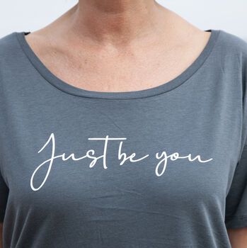'Just Be You' Charcoal Women's Loose Fit T Shirt, 5 of 5