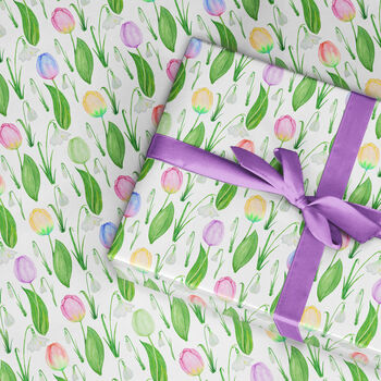 Snowdrop Tulips Wrapping Paper Roll Or Folded, 3 of 3