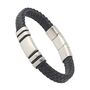 Men's Adjustable Black Leather Bracelet | Genuine Thick 12mm Woven Leather With Snap Clasp, thumbnail 3 of 6