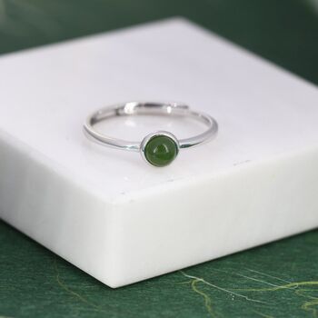 Minimalist Genuine Jade Ring In Sterling Silver, 2 of 10