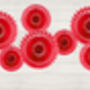 Red Decorative Tissue Paper Fans X Three, thumbnail 2 of 5