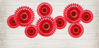 Red Decorative Tissue Paper Fans X Three, 2 of 5