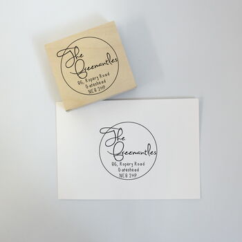 Personalised Circle Return Address Rubber Stamp, 5 of 8