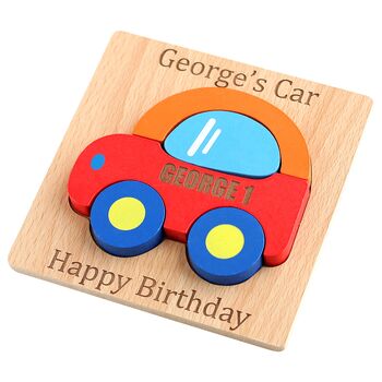 Personalised Wooden Car Jigsaw Puzzle Toy, 2 of 4
