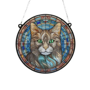 Cat Tabby Stained Glass Effect Suncatcher, 3 of 5