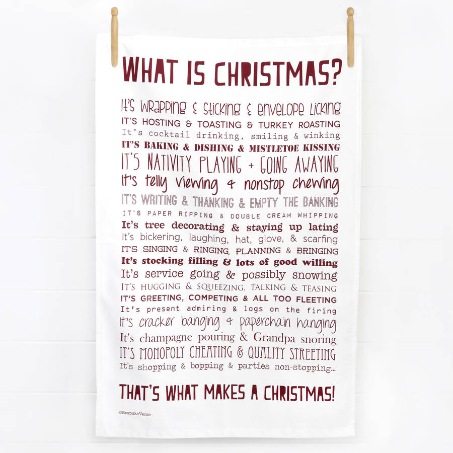 christmas tea towel with christmas poem by bespoke verse