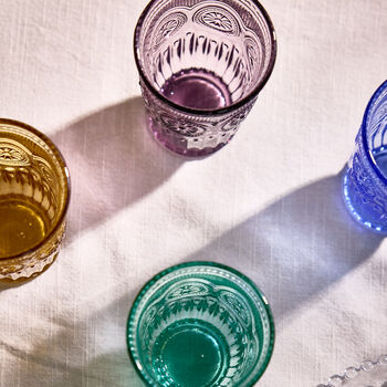 Set Of Four Vintage Colour Embossed Highball Tumblers, 3 of 5